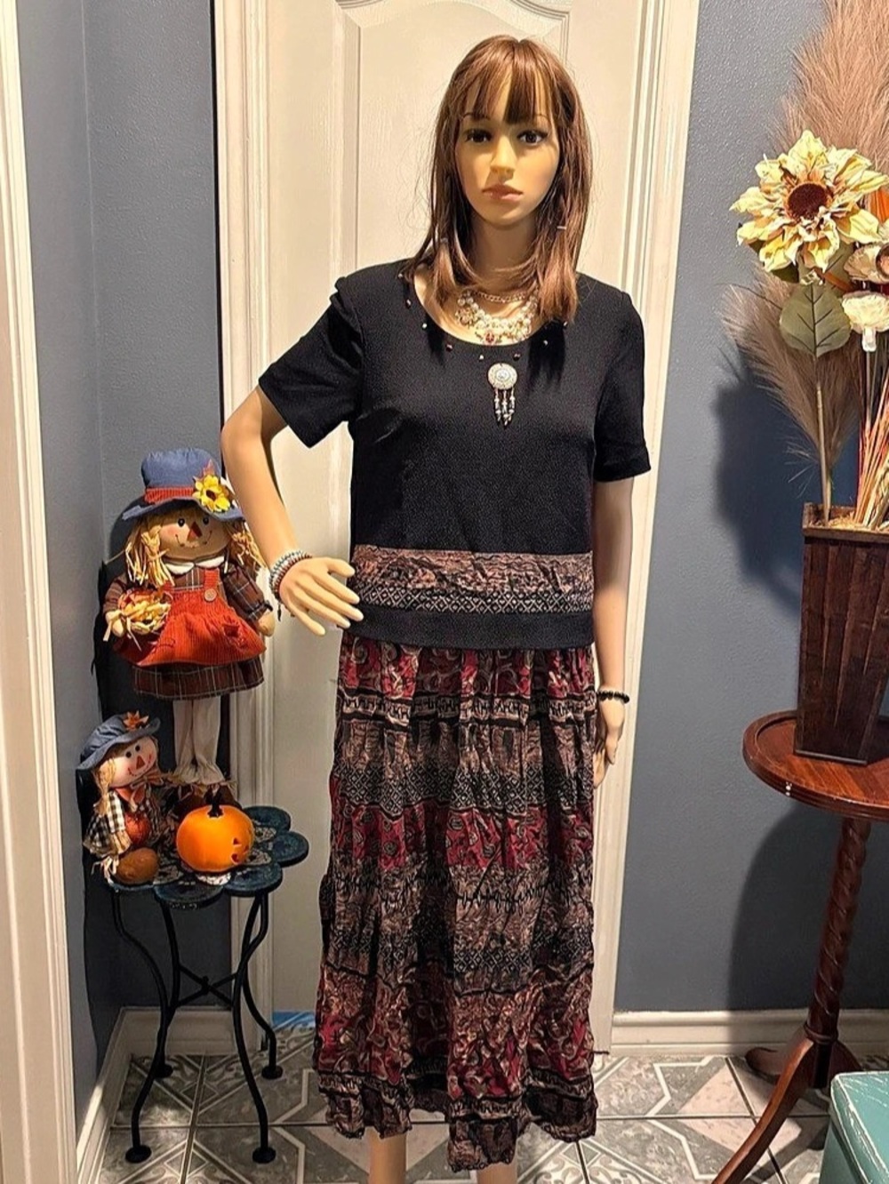 Karin Stevens Paisley Maxi Dress Rayon Size Small